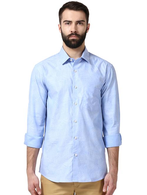 light blue printed casual shirt - 17669877 - Standard Image - 1