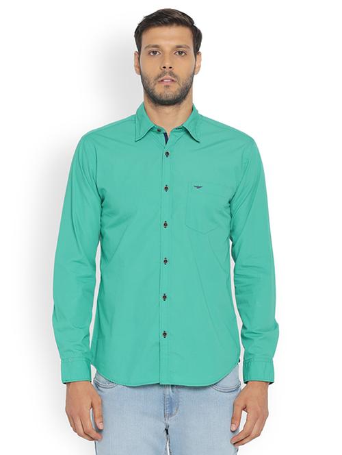 green solid casual shirt - 17669885 - Standard Image - 1