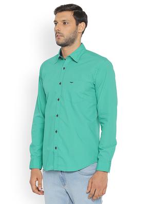 green solid casual shirt - 17669885 - Standard Image - 2