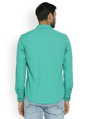 green solid casual shirt - 17669885 - Standard Image - 3