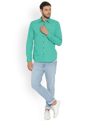 green solid casual shirt - 17669885 - Standard Image - 4