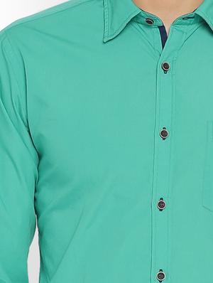 green solid casual shirt - 17669885 - Standard Image - 5