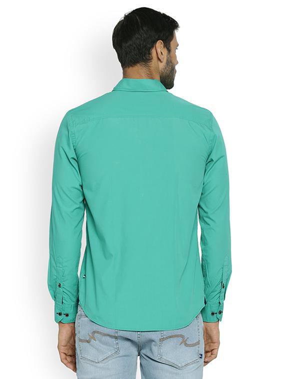 green solid casual shirt - 17669885 - Zoom Image - 3