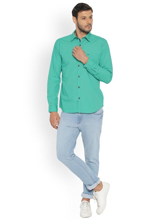 green solid casual shirt - 17669885 - Zoom Image - 4
