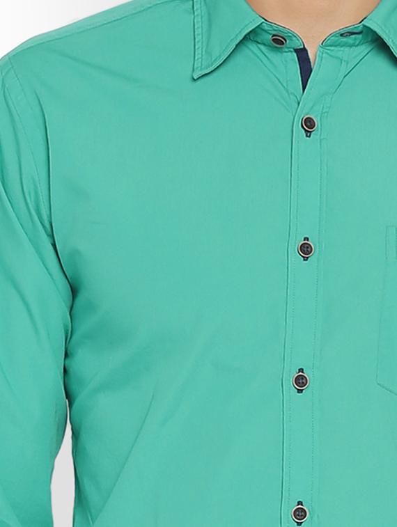 green solid casual shirt - 17669885 - Zoom Image - 5