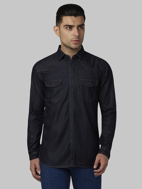 blue solid casual shirt - 17669892 - Standard Image - 1