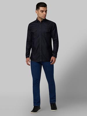 blue solid casual shirt - 17669892 - Standard Image - 4