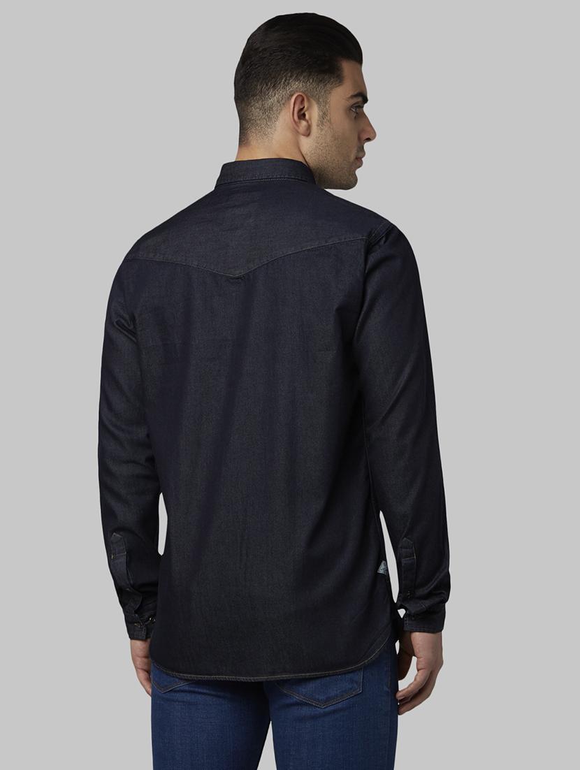 blue solid casual shirt - 17669892 - Zoom Image - 3