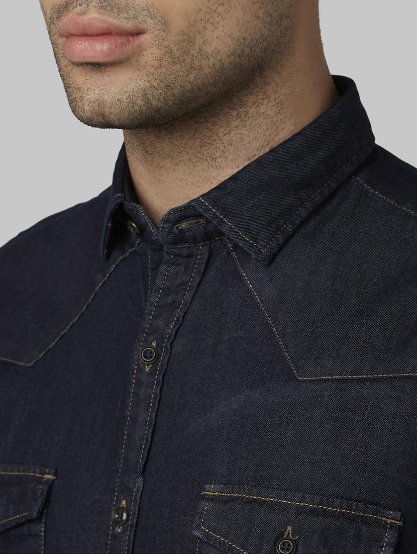blue solid casual shirt - 17669892 - Zoom Image - 5