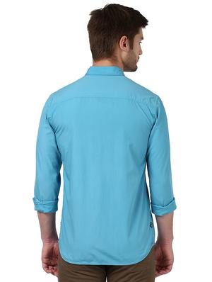 blue solid casual shirt - 17669911 - Standard Image - 3
