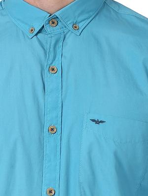 blue solid casual shirt - 17669911 - Standard Image - 5