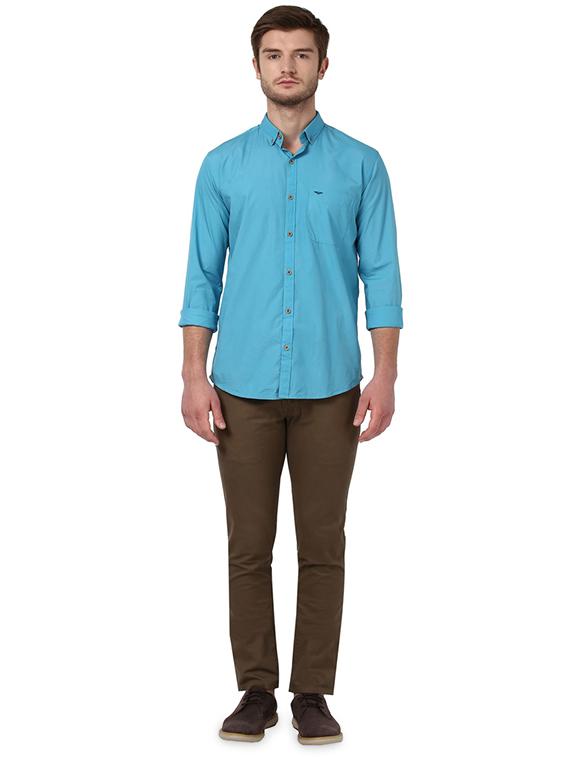 blue solid casual shirt - 17669911 - Zoom Image - 4