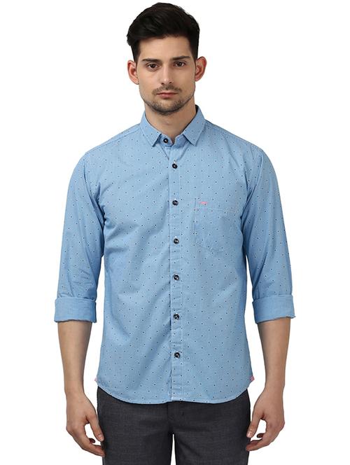 blue printed casual shirt - 17669913 - Standard Image - 1