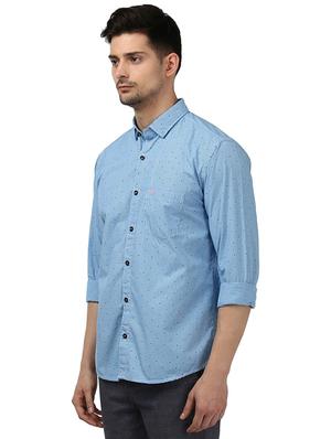 blue printed casual shirt - 17669913 - Standard Image - 2