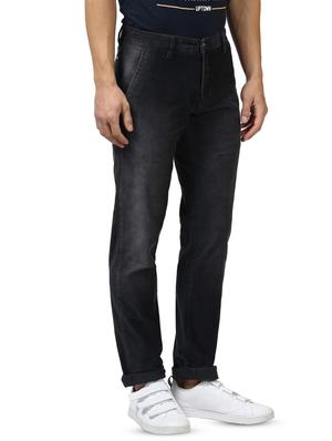 dark blue solid flat front casual trouser - 17669921 - Standard Image - 2