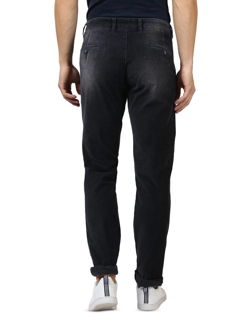 dark blue solid flat front casual trouser - 17669921 - Zoom Image - 3