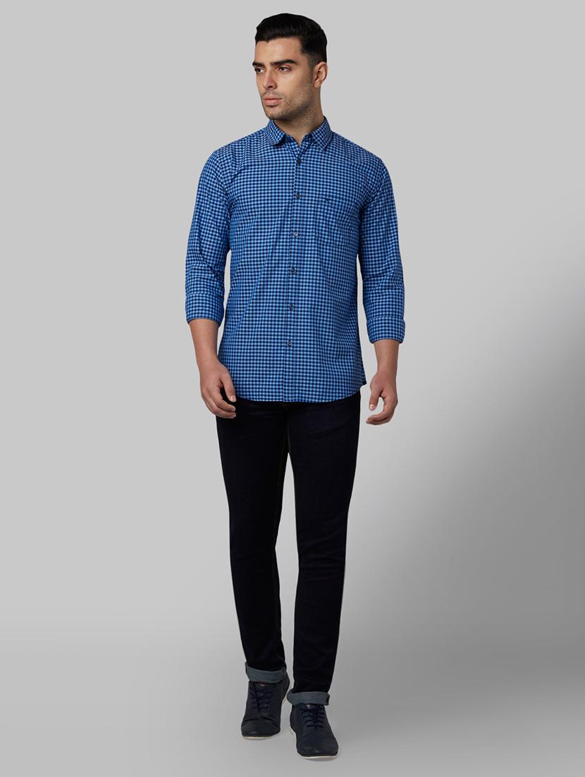 blue checkered casual shirt - 17669927 - Zoom Image - 4