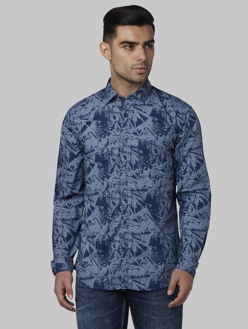 blue printed casual shirt - 17669929 - Standard Image - 1