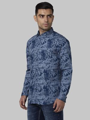 blue printed casual shirt - 17669929 - Standard Image - 2
