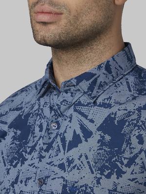 blue printed casual shirt - 17669929 - Standard Image - 5