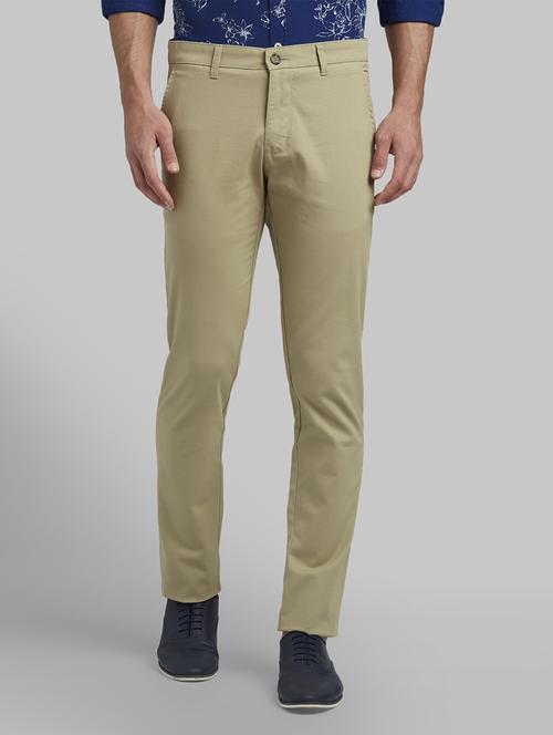 green textured flat front casual trouser - 17669930 - Standard Image - 1