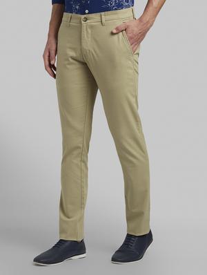green textured flat front casual trouser - 17669930 - Standard Image - 2