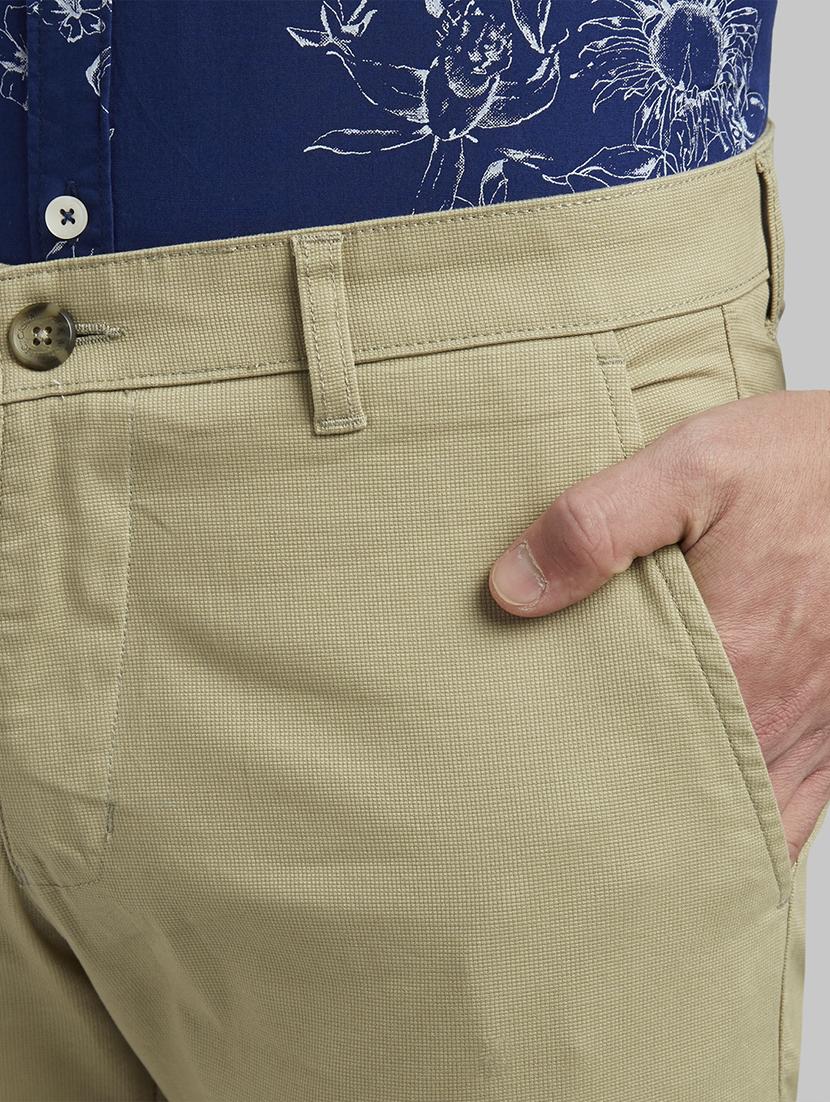 green textured flat front casual trouser - 17669930 - Zoom Image - 5