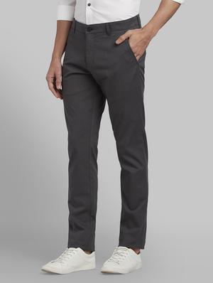 grey textured flat front casual trouser - 17669941 - Standard Image - 2