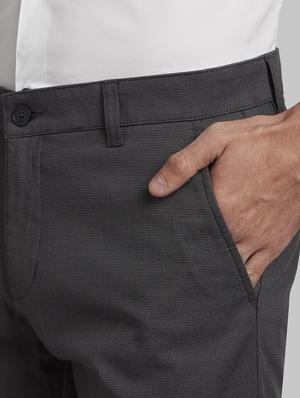 grey textured flat front casual trouser - 17669941 - Standard Image - 5