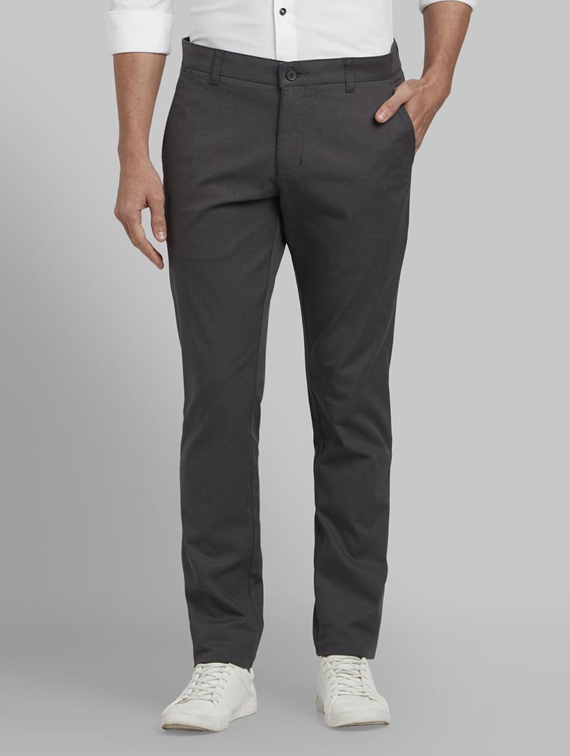 grey textured flat front casual trouser - 17669941 - Zoom Image - 1