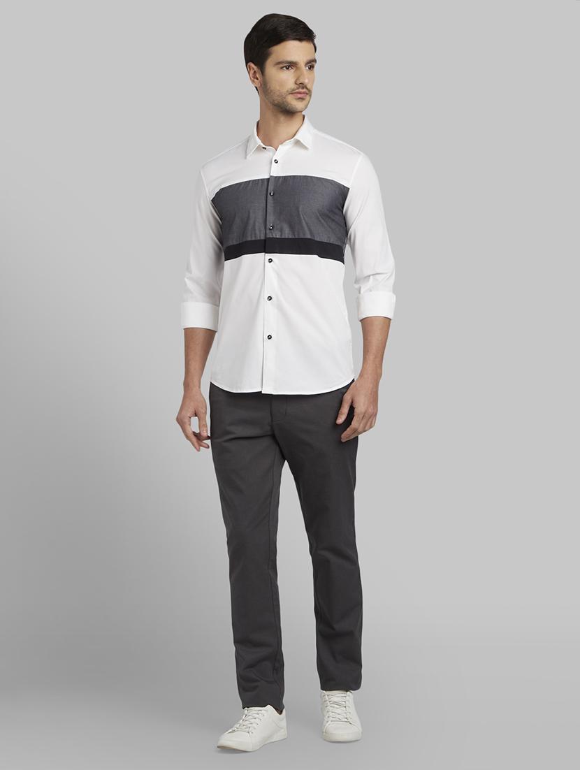 grey textured flat front casual trouser - 17669941 - Zoom Image - 4