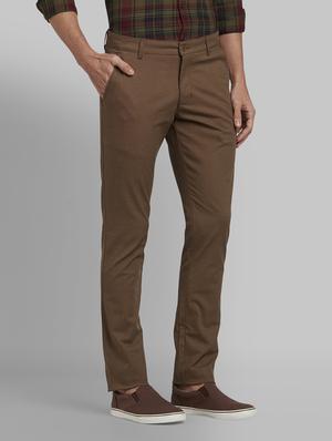 brown textured flat front casual trouser - 17669944 - Standard Image - 2