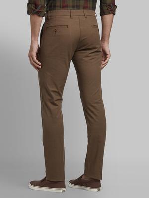 brown textured flat front casual trouser - 17669944 - Standard Image - 3