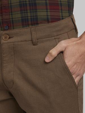 brown textured flat front casual trouser - 17669944 - Standard Image - 5