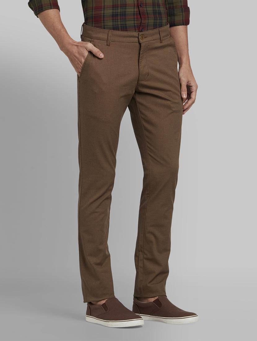 brown textured flat front casual trouser - 17669944 - Zoom Image - 2