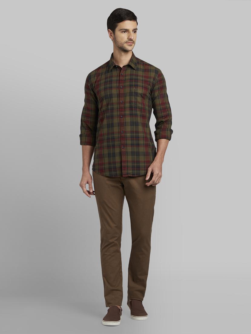 brown textured flat front casual trouser - 17669944 - Zoom Image - 4