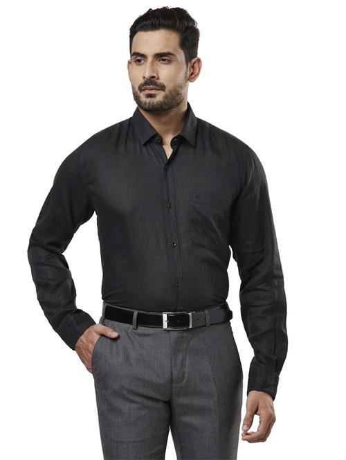 black solid formal shirt - 17669952 - Very Small Image - 1