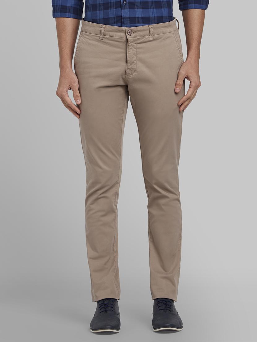 beige solid flat front casual trouser - 17669955 - Zoom Image - 1