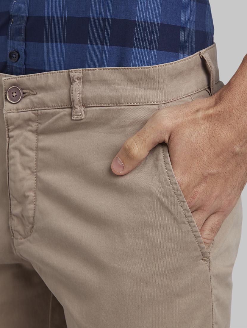 beige solid flat front casual trouser - 17669955 - Zoom Image - 5