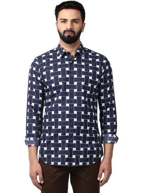 blue geometrical casual shirt - 17669958 - Standard Image - 1