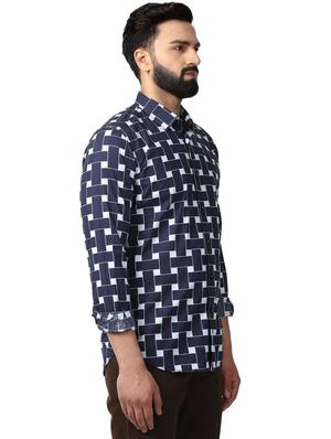 blue geometrical casual shirt - 17669958 - Standard Image - 2