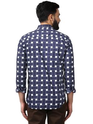 blue geometrical casual shirt - 17669958 - Standard Image - 4