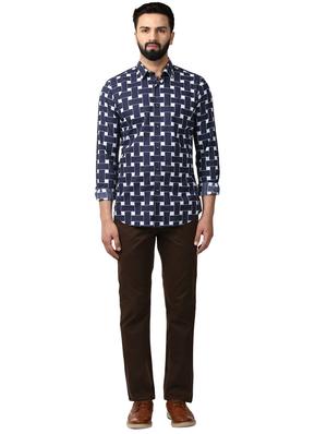 blue geometrical casual shirt - 17669958 - Standard Image - 5