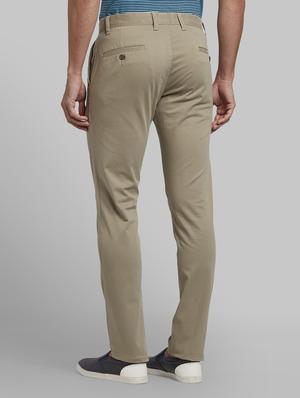 olive green solid flat front casual trouser - 17669969 - Standard Image - 3