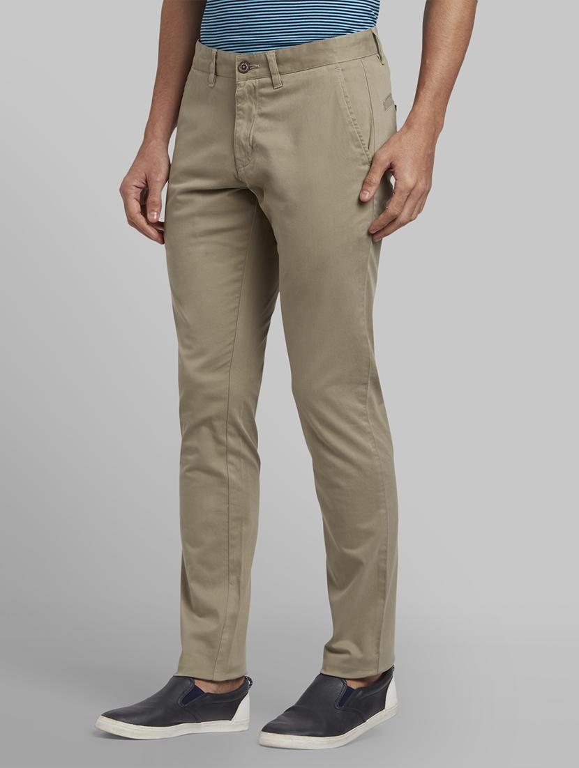 olive green solid flat front casual trouser - 17669969 - Zoom Image - 2