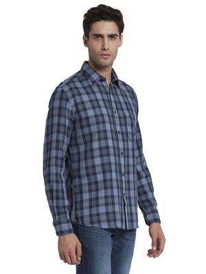 navy blue checkered casual shirt - 17669971 - Standard Image - 2