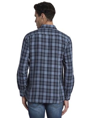 navy blue checkered casual shirt - 17669971 - Standard Image - 3