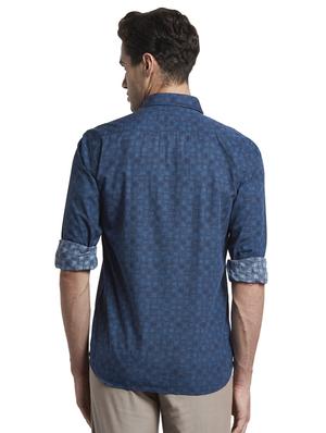 navy blue checkered casual shirt - 17669974 - Standard Image - 3