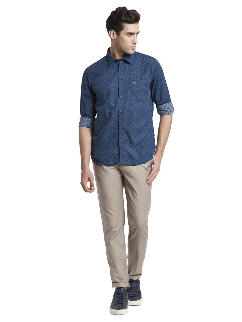 navy blue checkered casual shirt - 17669974 - Zoom Image - 4