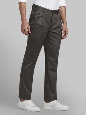 green solid pleated casual trouser - 17669975 - Standard Image - 2